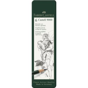 Faber-Castell Bleistift Castell 9000 6 Stück im Metalletui
