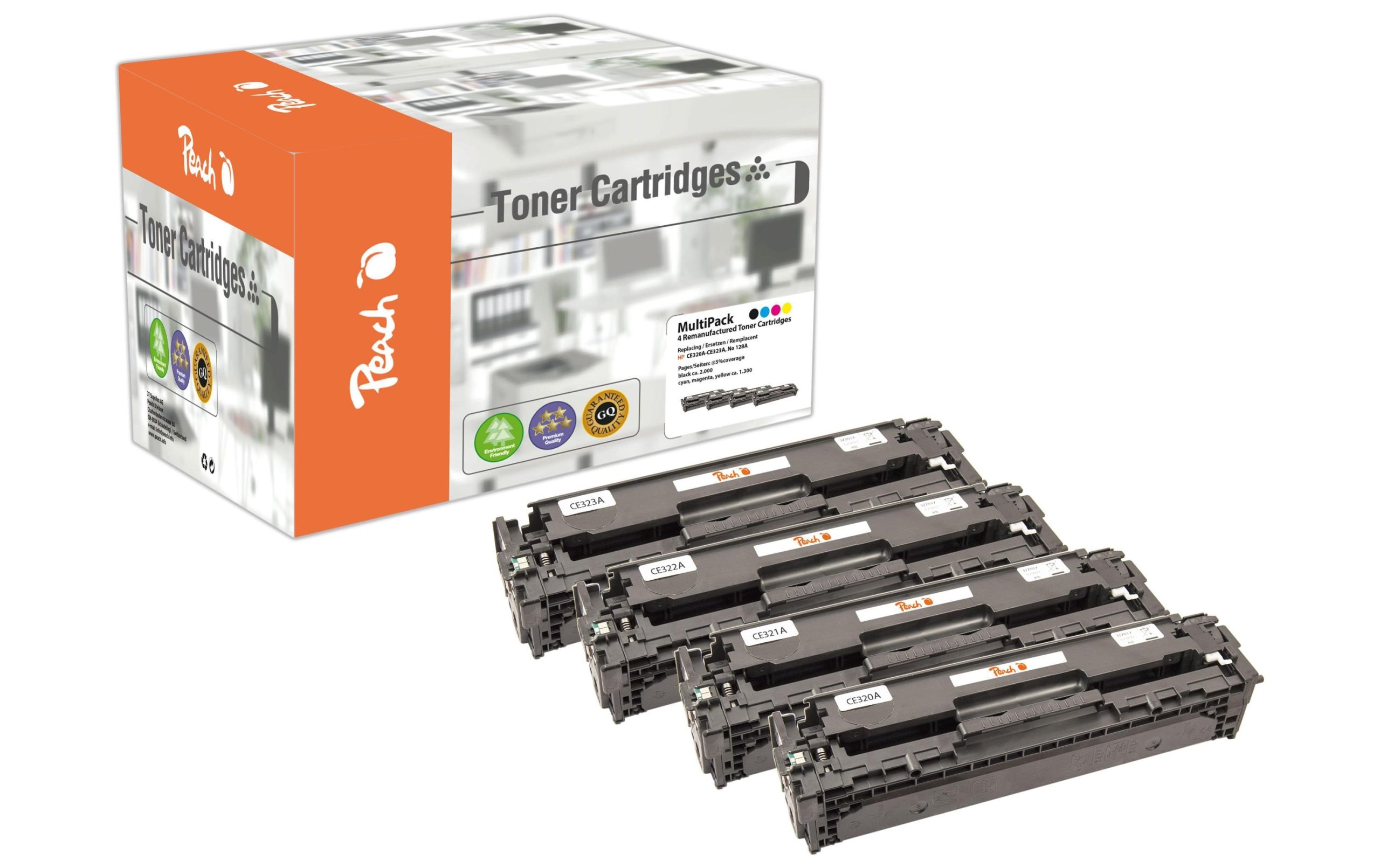 Peach Tonerset für HP Nr. 128A (CE32A) BK, C, M, Y 3 Peach Tonerset für HP Nr. 128A (CE32A) BK, C, M, Y