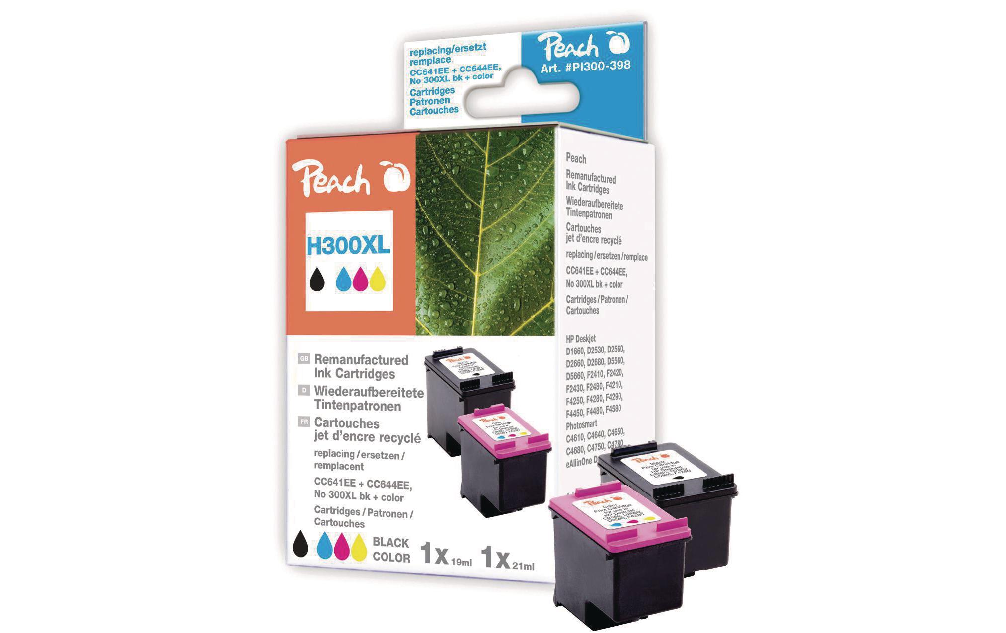 Peach Tintenset für HP Nr. 300XL (CC641EE/CC644EE) BK, C, M, Y 1
