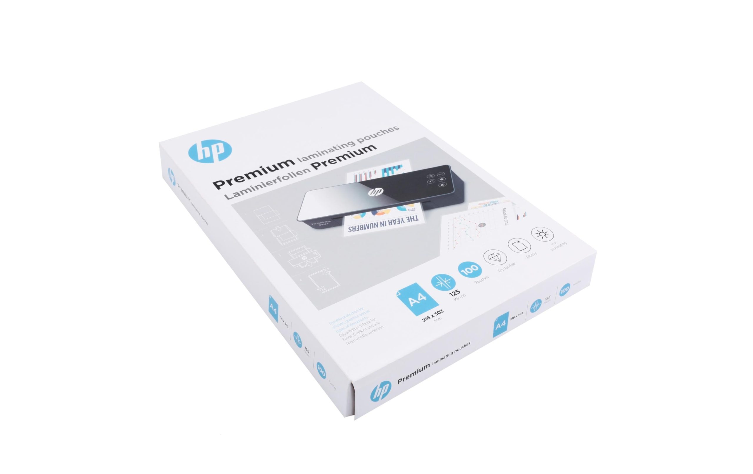 HP Laminierfolie Premium A4, 125 µm, 100 Stück, Glänzend 1 197283408 xxl3 scaled