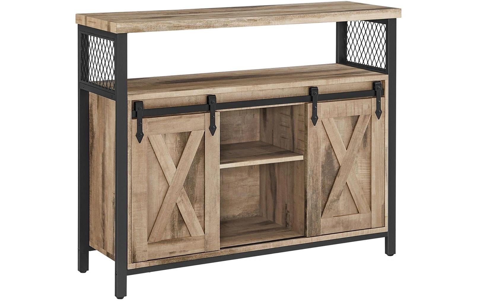 VASAGLE Kommode 100 x 80 cm, Braun/Schwarz 3 VASAGLE Kommode 100 x 80 cm, Braun/Schwarz
