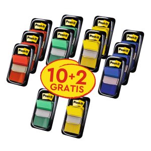 Post-it Notizzettel 3M, 25.4 x 43.2 mm, 10+2 Spender, mehrfarbig