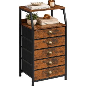 relaxdays Kommode 40 x 110 cm, Braun/Gold/Schwarz
