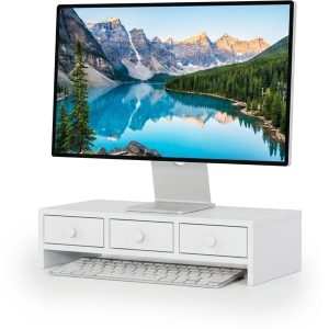 relaxdays Monitorständer, Weiss, 12.5 x 51 x 24 cm