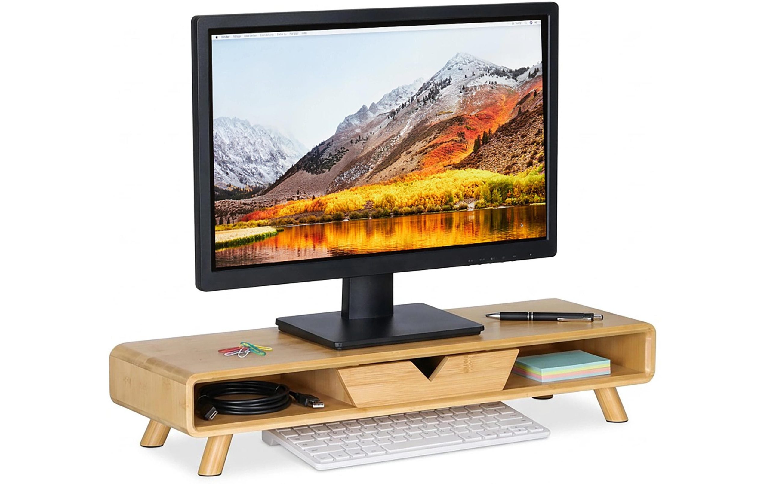 relaxdays Monitorständer, Hellbraun, 13 x 62 x 20.5 cm 1 432892772 xxl3 scaled
