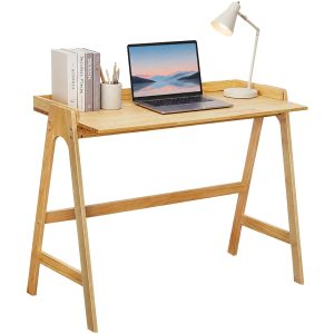 relaxdays PC-Schreibtisch, Sperrholz, Hellbraun, 81.5 x 107 x 48.5 cm