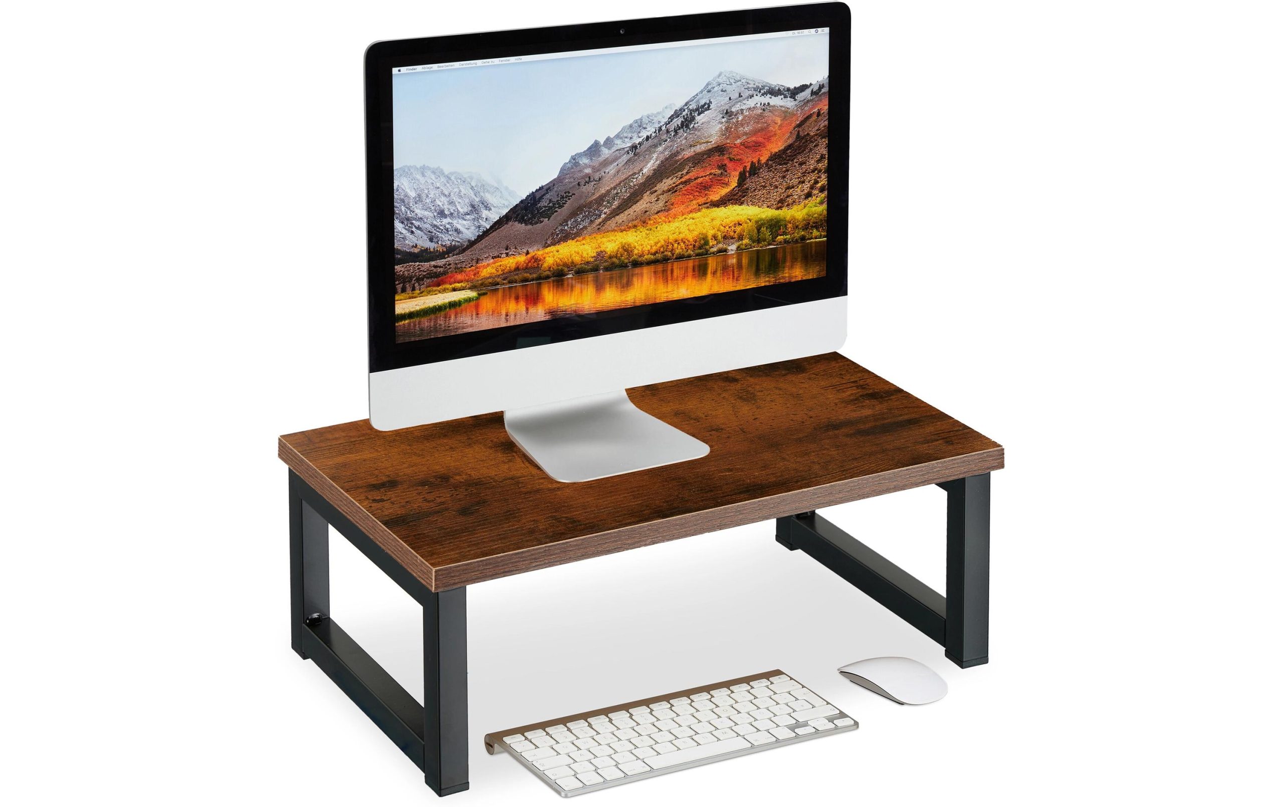 relaxdays Monitorständer Industrial-Design Dunkelbraun-Schwarz Dunkelbraun, Schwarz 2 432894308 xxl3 scaled