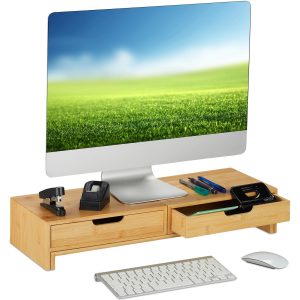 relaxdays Monitorständer für 2 Monitore 11 x 60-107 x 22 cm