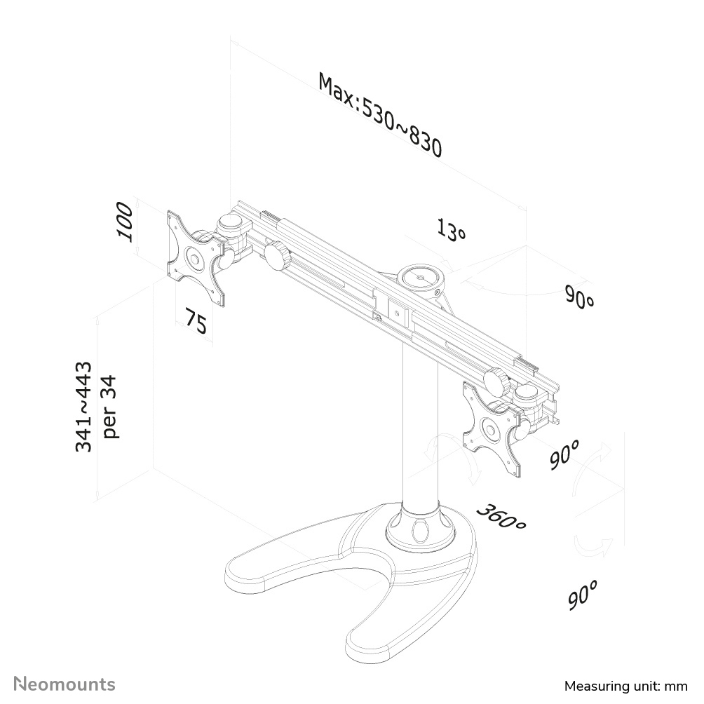 NEOMOUNTS Monitor-Standfuss FPMA-D700DD Schwarz 14 NEOMOUNTS Monitor-Standfuss FPMA-D700DD Schwarz – Bild 12