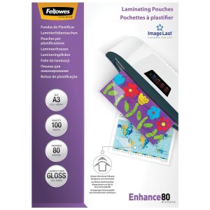 Fellowes Laminierfolie A3, 80 µm, 100 Stück, Glänzend