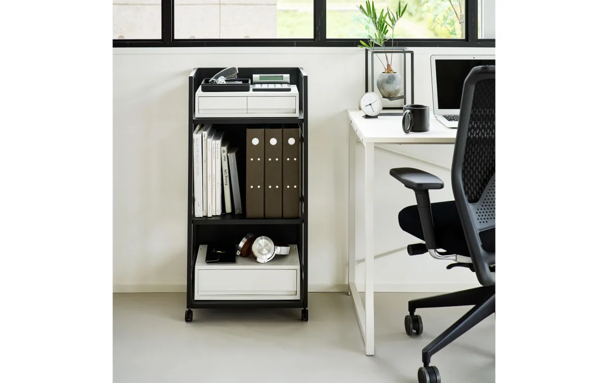 Yamazaki 3-stöckiger Aufbewahrungswagen Tower 42 x 84.5 cm Schwarz 5 Yamazaki 3-stöckiger Aufbewahrungswagen Tower 42 x 84.5 cm Schwarz